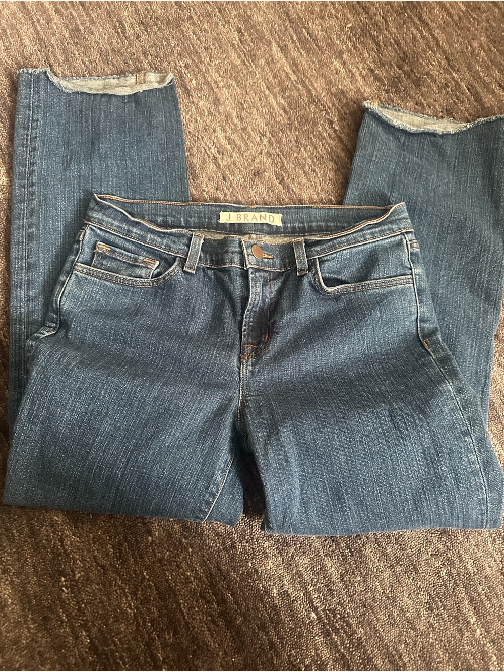 J Brand Straight Leg Jeans in Dark Blue Denim